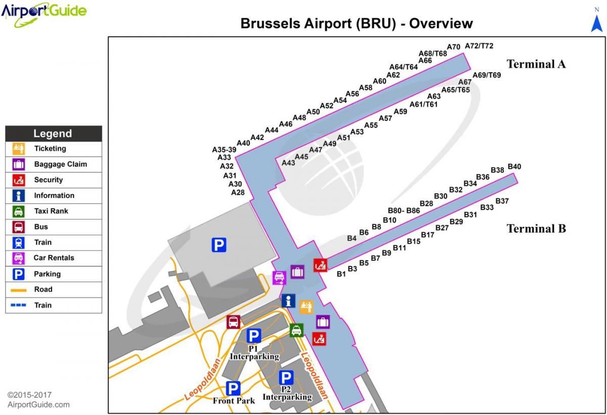 Mappa degli aeroporti di Bruxelles