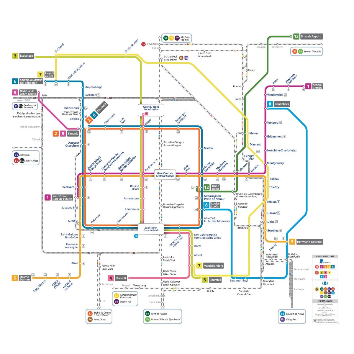 Mappa della metropolitana di Bruxelles