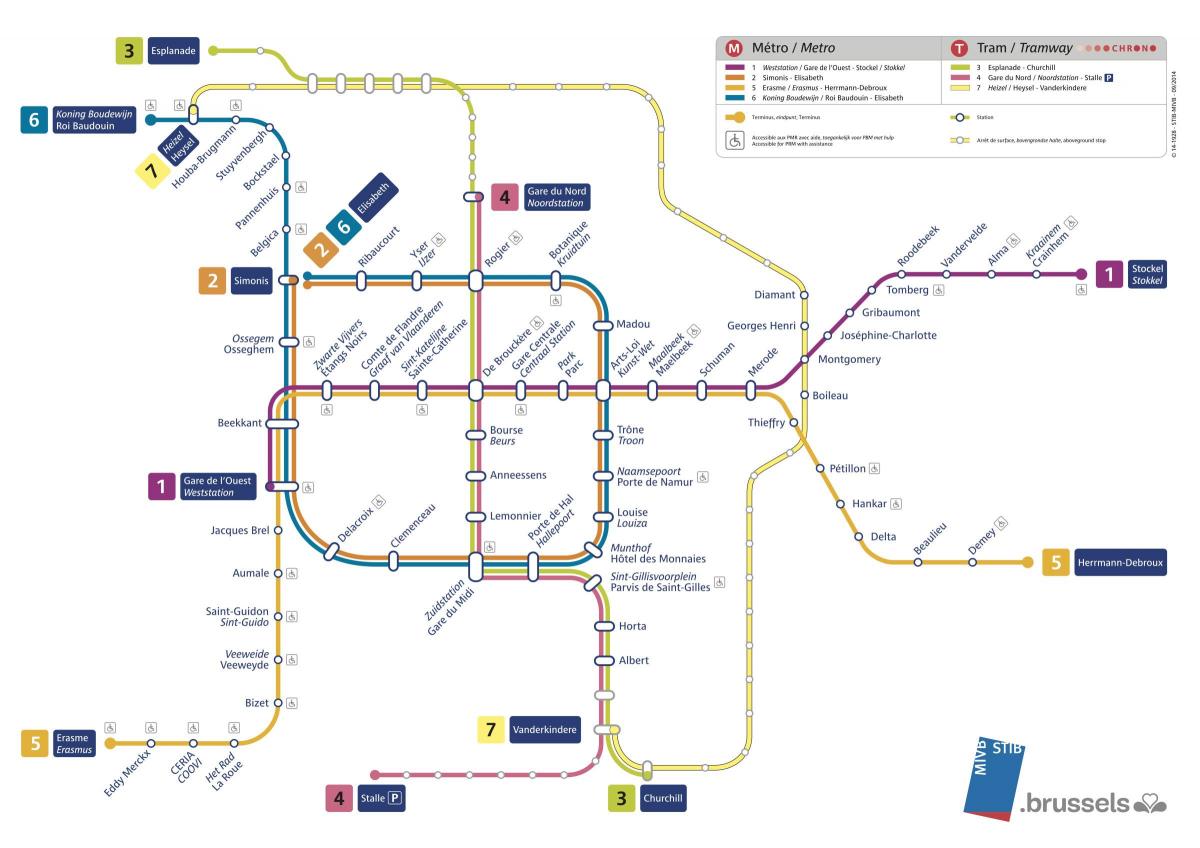 Mappa delle stazioni della metropolitana di Bruxelles