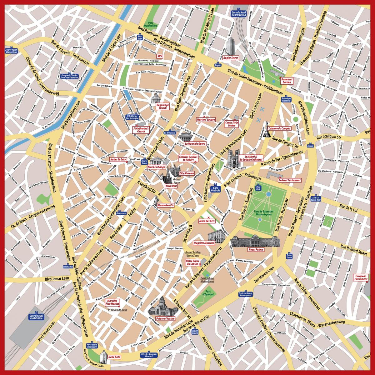 Mappa dei tour a piedi di Bruxelles