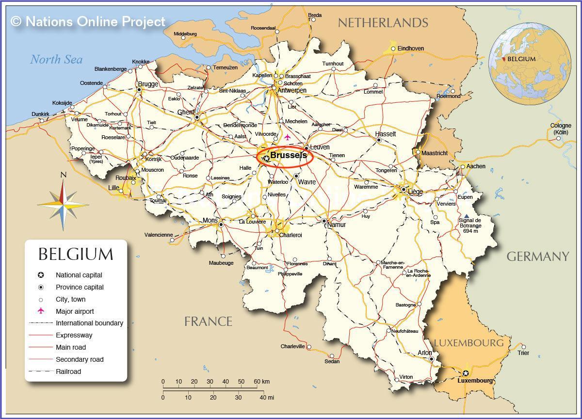 Bruxelles sulla mappa di Belgio